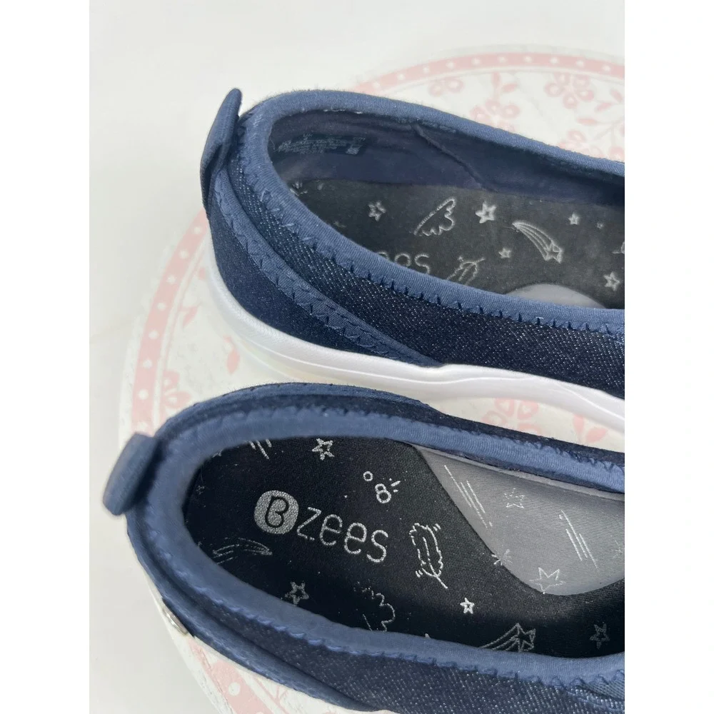 BZEES Rosie Slip On Sneaker Womens 6M Navy Blue Washable Comfort Wedge Shoes